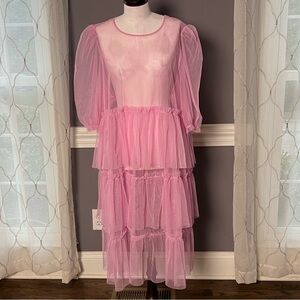 OMG how fun is she? Monkisize XL sheer pink with puff sleeve and ruffles